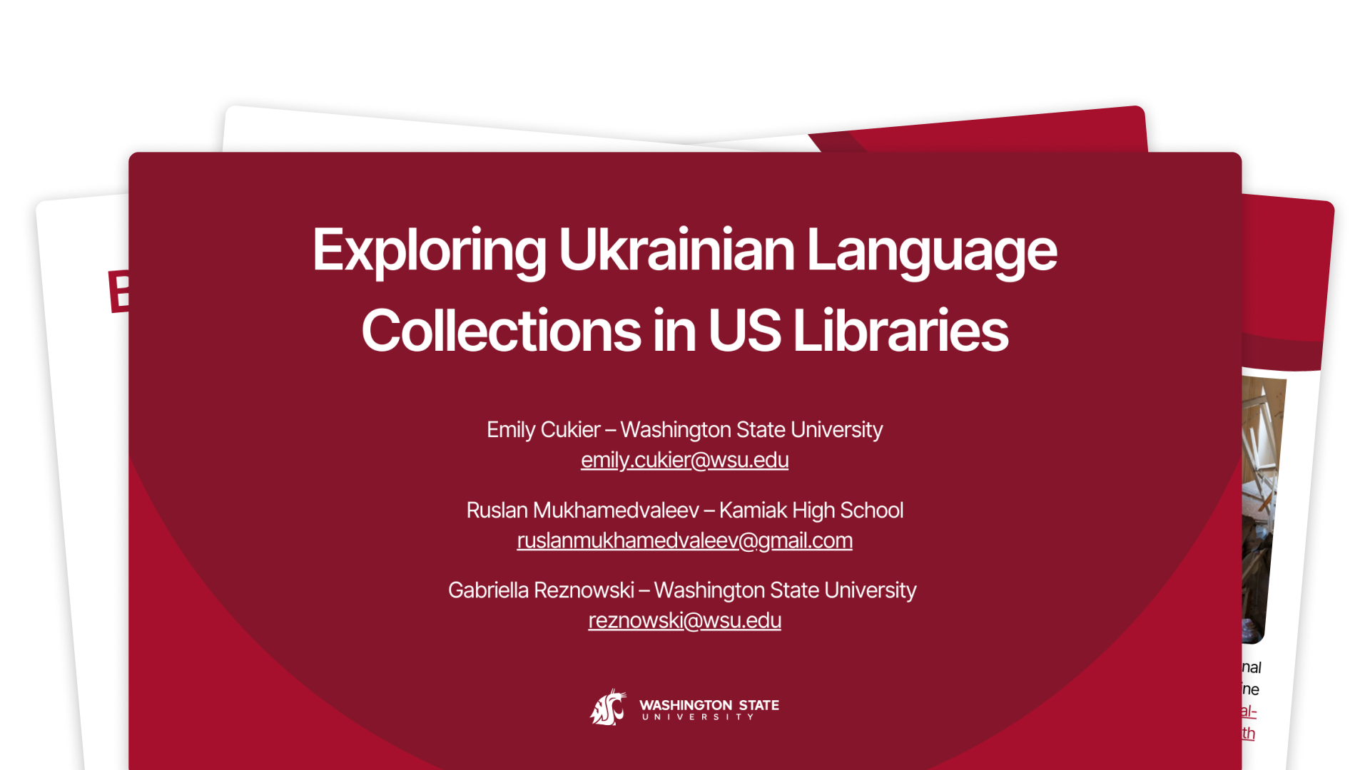 Poster highlighting early findings about the availability of Ukrainian language books in libraries across the United States.