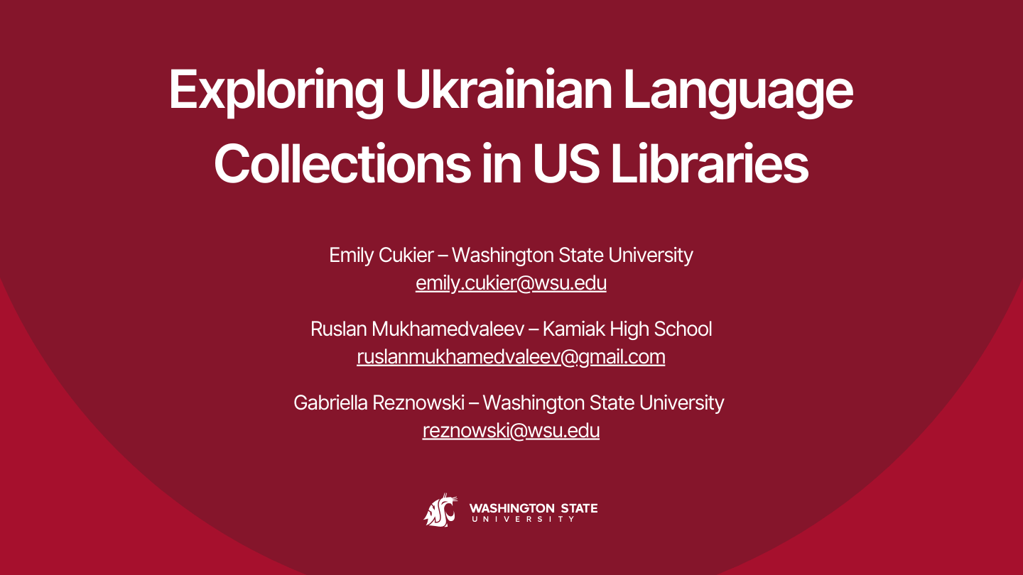 Title Slide | Exploring Ukrainian Language Collections in US Libraries