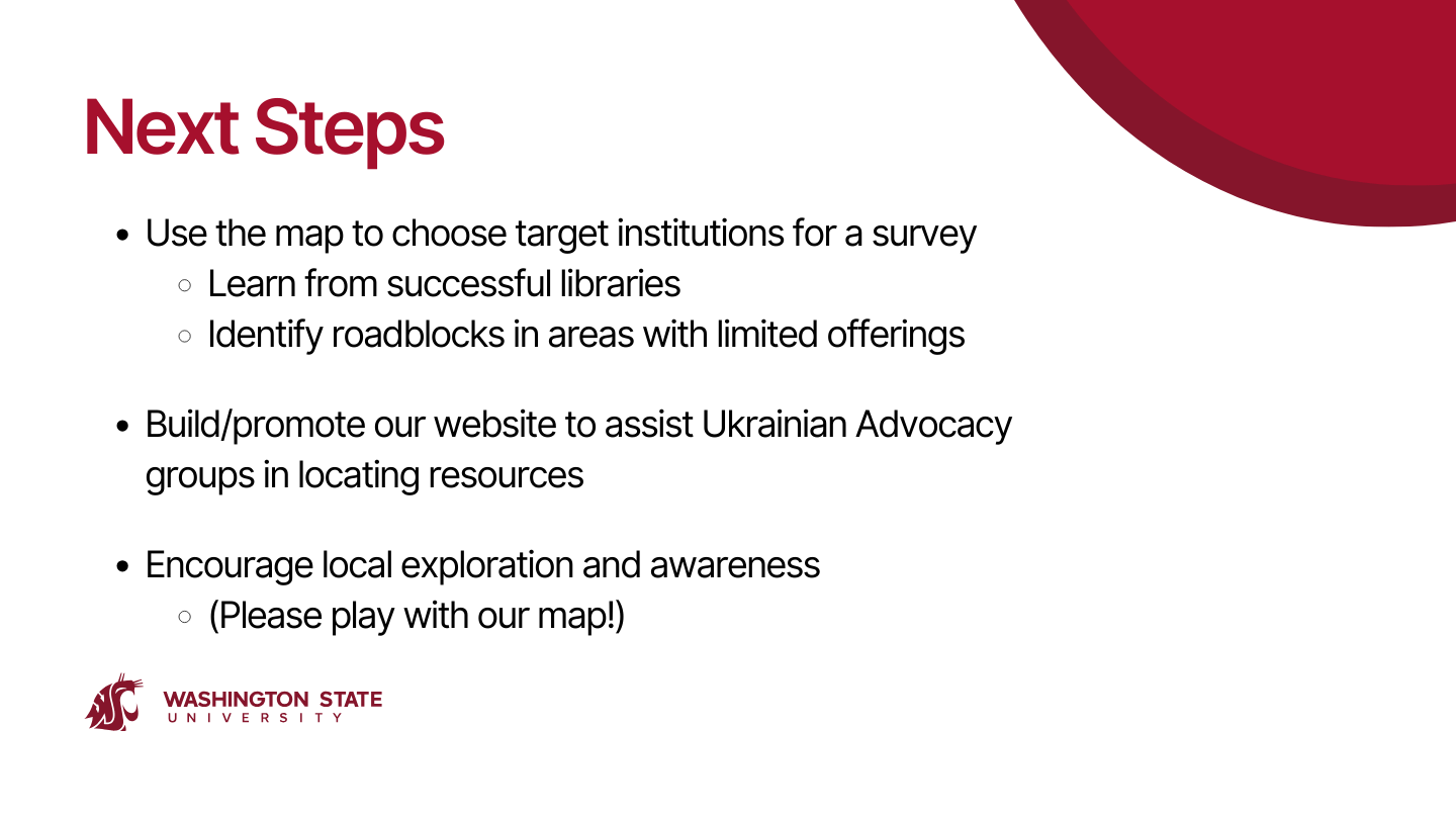 Next Steps Slide | Exploring Ukrainian Language Collections in US Libraries